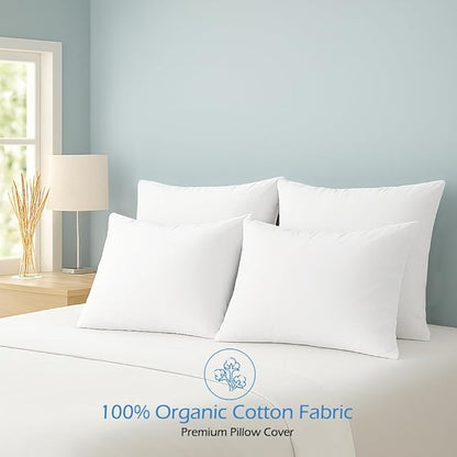 Comfort Beddings Queen Pillowcases Set of 4 – 100% Organic Cotton, 600 Thread Count Sateen, Soft & Comfy Pillow Covers with Envelope Closure, White, Queen Size 20 x 30 Inches