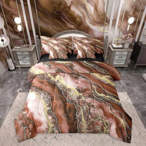 Erosebridal Marble Comforter Set Full Size,Watercolor Tie Dye Bedding Set for Kids Teens,Fluid Ink Art (Comforter+Fitted+Flat Sheet+2 Pillowcases+2 Throw Pillow Covers) 7 Pieces Bed Set