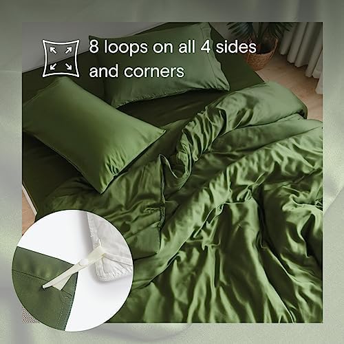 DOZ Duvet Cover Set, 100% Viscose derived from Bamboo, Organically Grown, Buttery Soft, Cooling Duvet Covers, High GSM, 1 Duvet Cover and 1 Pillowcase, 70"x90" (Forest, Twin/Twin XL)