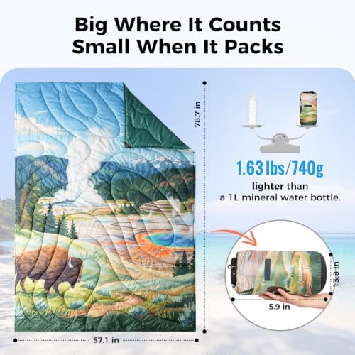 KingCamp Ultralight Camping Blanket, Wearable Packable Blanket,79"x57"