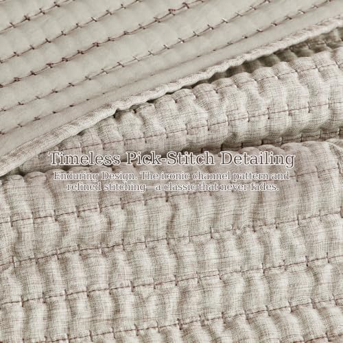 WDCOZY Taupe Twin Size Pick Stitch Quilt Set, 2 Pieces 68x90 inches