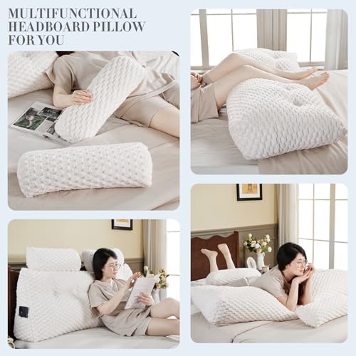 EUHAMS Headboard Pillow King with Neck Roll, Triangular Backrest Pillow