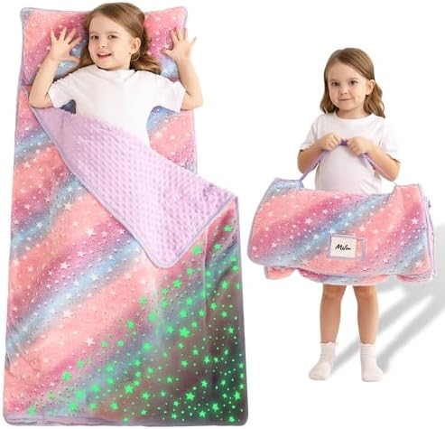 Lasoftan Toddler Nap Mat with Pillow and Blanket, Extra Large Rolled Napping Mats,Slumber Bags for Boys Girls,Kids Sleeping Bag for Daycare, Preschool Travel Camping