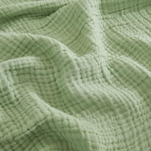 EMME Muslin Blankets for Adults Throw Blanket for Couch Breathable Gauze Soft Lightweight Airy Sage Green Throw 50" x 60"
