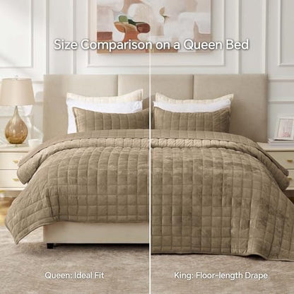 BEDELITE Velvet Quilt Set Queen Size, Luxury Velvet Comforter Bedding