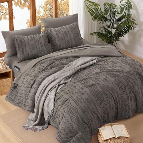 Full Size Comforter Set- 7 Pieces Tufted Bed in a Bag Full Bedding Sets