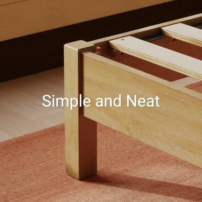 LIFEMENT Full Bed Frame Signature Wood Platform, Noise Free, Under Bed Storage, No Box Spring Needed, Easy Assembly, Natural