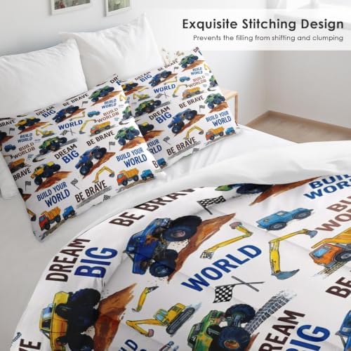 Pamnest King Comforter Set, 3 Pieces Truck Construction Bedding, All Season