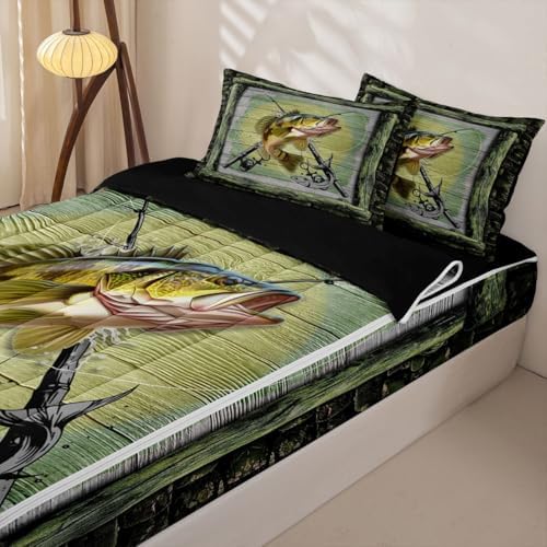Feelyou Fishing Hunting Pike Comforter Set Queen Size Girls Boys