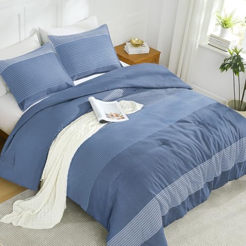 Litanika Oversized King Comforter Set - 3 Pieces Stripe Bed Set