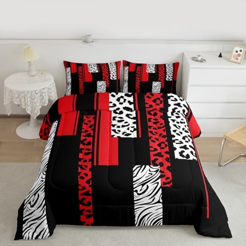 Feelyou Animal Print Leopard Zebra Comforter Set King Size Kids Boys