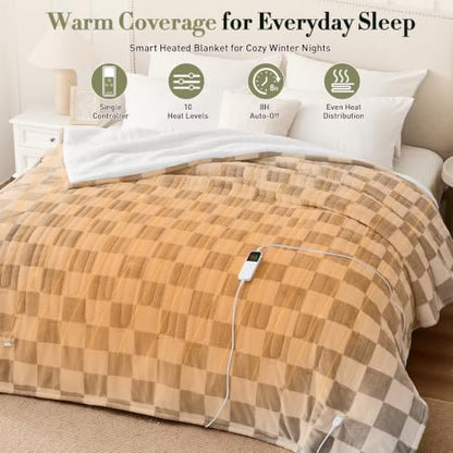 Grey Heated Blanket Electric Full Size 72"X84", Heating Blanket Full