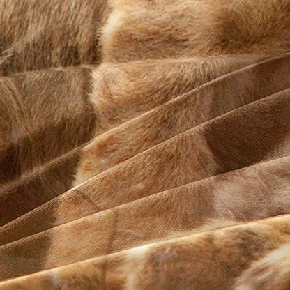 Animal Lions Pattern Duvet Cover Set Queen Size Wild Lion Comforter Covers and Pilliw Shams Camel Color Bedding Sets Romantic Jungle Theme Bedroom Deco Gift