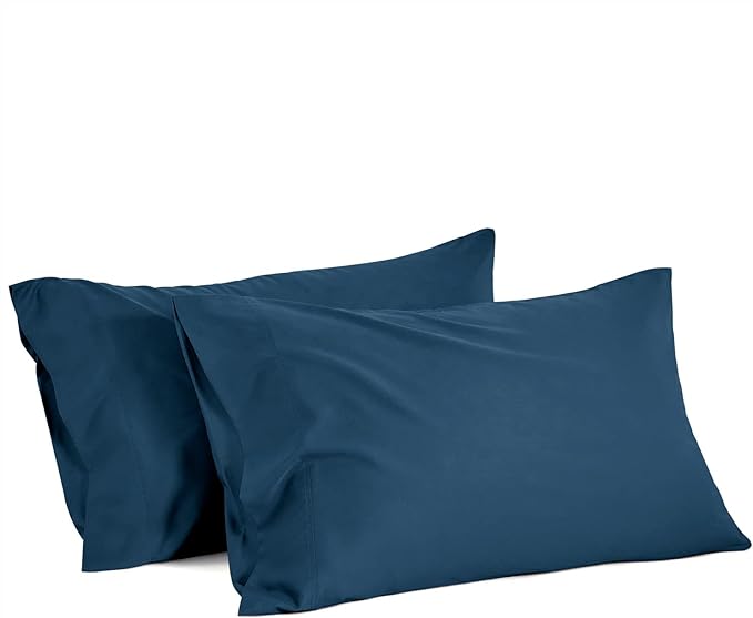 BEDELITE Pillow Cases Queen Size Set of 2, Rayon Derived from Bamboo, Cooling Pillow Cases for Hot Sleepers & Night Sweats, Breathable and Silky Soft Envelope Pillowcases(Navy Blue, 20"x30")