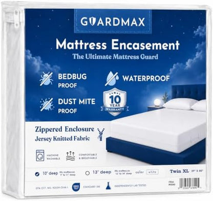 Guardmax Twin XL Mattress Protector Zippered, Bed Bug Mattress Cover
