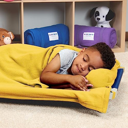 ROLLEE POLLEE Nap Sac Roll Up Napping Blanket with Attached Pillow for Preschool/Daycare, Super Soft with Elastic Straps, Fits Most Mats and Cots