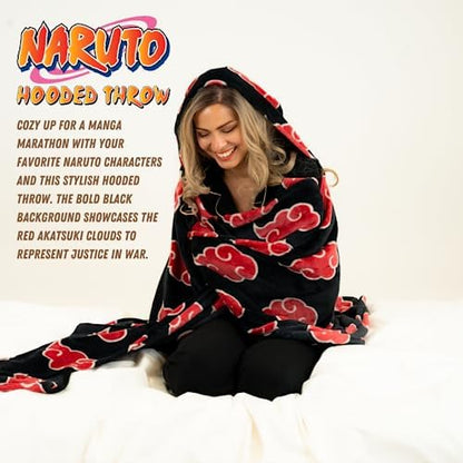 Franco Naruto Anime Akatsuki Cloud Bedding Super Soft and Cozy Wearable Hooded Throw Blanket, 70 in x 50 in (Official Licensed Product) Collectibles (Pack of 6)