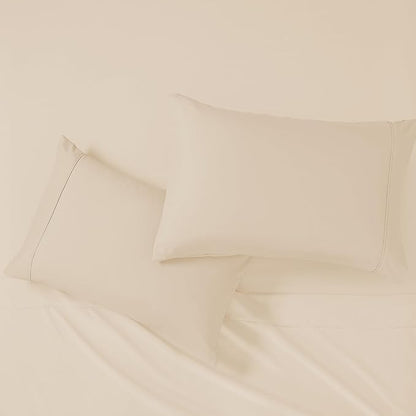 Modern Threads Soft Microfiber Solid Sheets - Luxurious Microfiber Bed Sheets - Includes Flat Sheet, Fitted Sheet with Deep Pockets, & Pillowcases Egg Shell Full