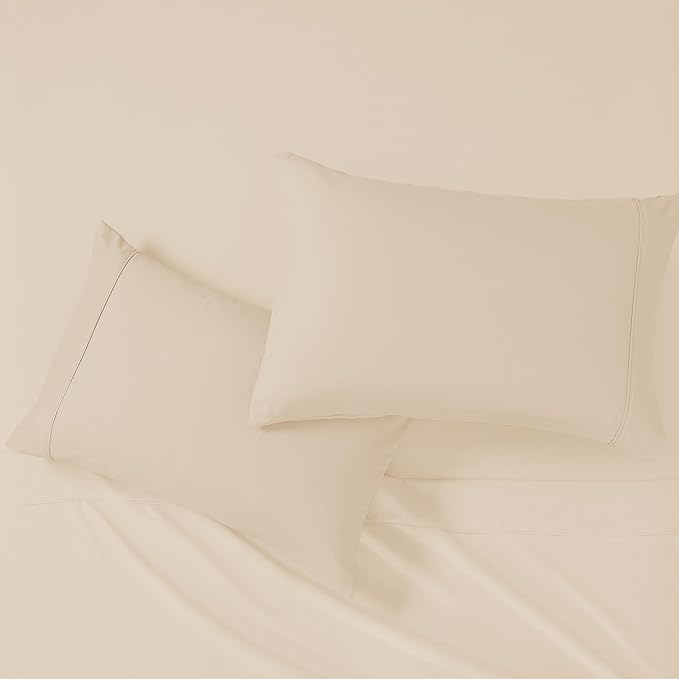 Modern Threads Soft Microfiber Solid Sheets - Luxurious Microfiber Bed Sheets - Includes Flat Sheet, Fitted Sheet with Deep Pockets, & Pillowcases Egg Shell California King
