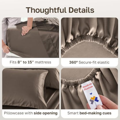 California Design Den Softest 100% Cotton Sateen Twin Sheets Set, 3 Pcs Set