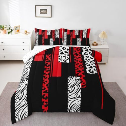 Feelyou Animal Print Leopard Zebra Comforter Set King Size Kids Boys