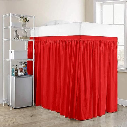 Full XL 30" Inch Drop Long Dorm Bed Skirt, Ruffled Pattern College Dorm Room Bed Skirts, Split Corner, Easy Care, No Wrinkle Microfiber Bed Skirt