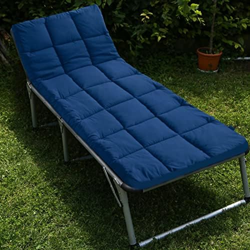 Cot Mattress Topper (Improved Thickness), Foam Quilted Pads for Camping, Soft Comfortable Sleeping Cot Mattress Pad Only, Camping Pad 75"x30" for Camp Cot/Rv Bunk/Narrow Twin Beds, Navy