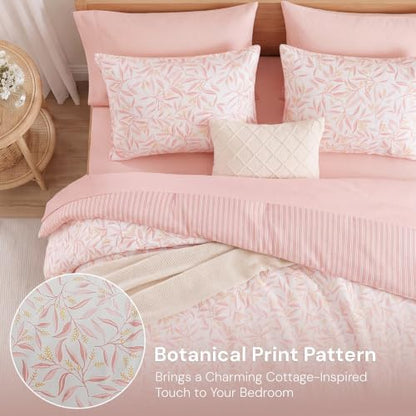 Monbix Queen Comforter Set-7 Pieces Floral Bed in a Bag Queen Bedding Sets