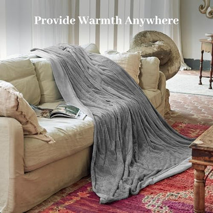Texciting Heated Blanket Full Size,Electric Blanket,ETL Certified,Grey