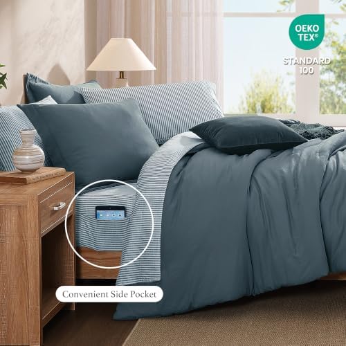Monbix Full Size Comforter Sets-7 Pieces Soft Bed in a Bag Full Bedding Set