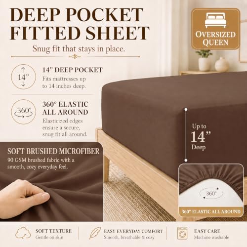 CozyLux Oversized Queen Comforter Set Brown- 7 Pieces Bed in a Bag