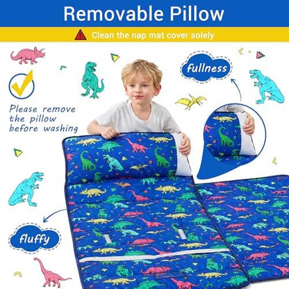 Lasoftan Toddler Nap Mat with Pillow and Blanket, Extra Large Rolled Napping Mats,Slumber Bags for Boys Girls,Kids Sleeping Bag for Daycare, Preschool Travel Camping