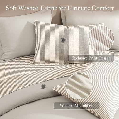 Monbix Queen Comforter Set - 7 Pieces Soft Bed in a Bag Queen Bedding Sets