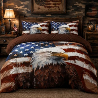 CCoutueChen American Flag Eagle Comforter Set Queen for Camo Patriotic