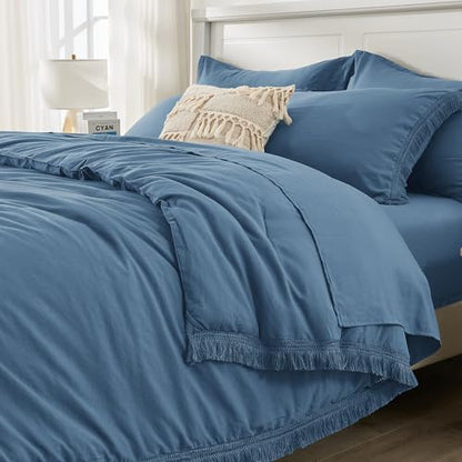 Andency King Comforter Set, 7 Pieces Sea Blue Bedding