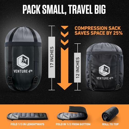 VENTURE 4TH Backpacking Sleeping Bag for Camping - Single, XXL & Double