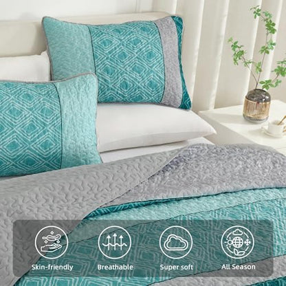 Cottolester Twin Quilt Set for Dorm Bedding, 2 Pieces Striped Bedspread