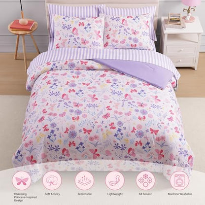 Twin Comforter Set with Sheets for Girls-5 Pieces Twin Bedding Sets Printed
