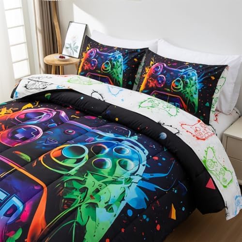 Holawakaka Queen Size Gaming Console Bed in A Bag 5 Pieces for Boys
