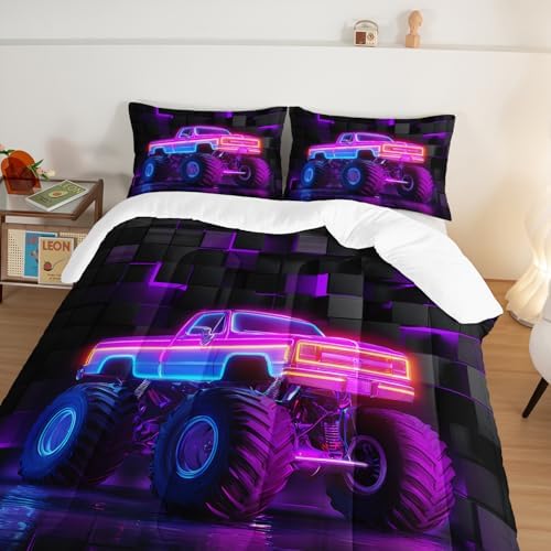 HOSIMA Truck Twin Comforter,Extreme Sports Bedding with 2 Pillowcases.