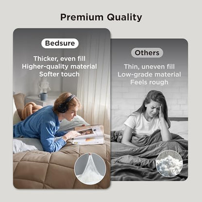 Bedsure Queen Bed in a Bag Reversible Bed Set 7 Pieces Brown/Light Grey