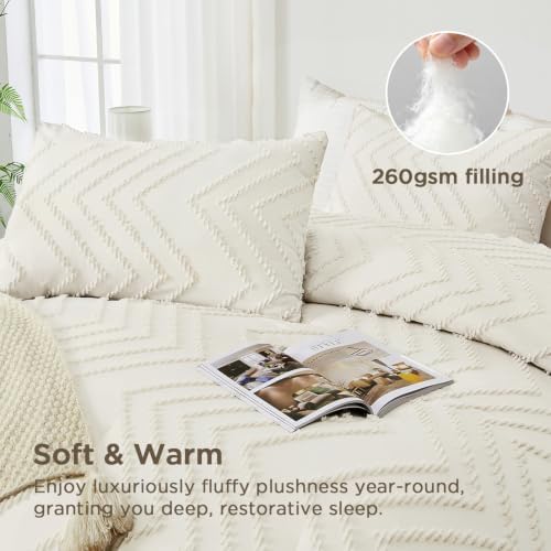 Andency Ivory Alaskan King Comforter Set 128x120 Extra Large