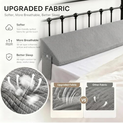 King Bed Wedge Pillow for Bed Headboard Gap Filler Light Grey