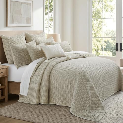 Levtex Home Mills Waffle Queen Bedspread Set (106x106in) with 2 Pillow Shams (26x20in) - Undyed Wheat - Cotton Waffle Queen Size Bedspread Set - Lightweight, Soft, Pre-Washed