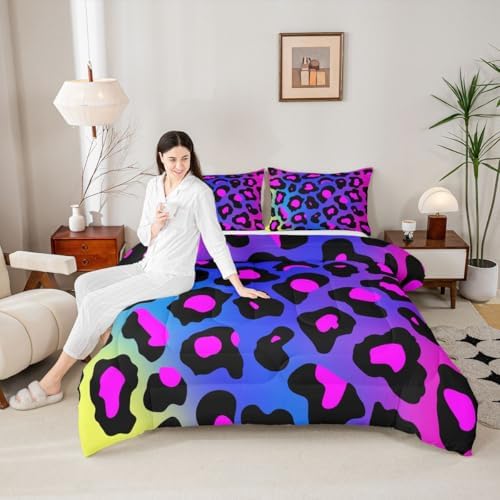 Feelyou Leopard Print Bedding Set Toddler Size for Girls Women
