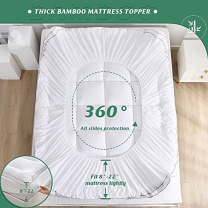 GRT King Pillowtop Mattress Topper, Rayon from Bamboo Mattress Cover Padded
