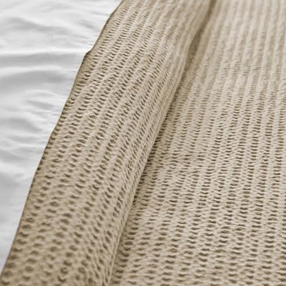 Levtex Home Cloud Waffle Twin/Twin XL Comforter Set (68x88in) with 1 Pillow Sham (26x20in) - Solid Waffle Cotton Texture - Taupe - 100% Cotton Twin Size Comforter Set - Soft, Pre-Washed