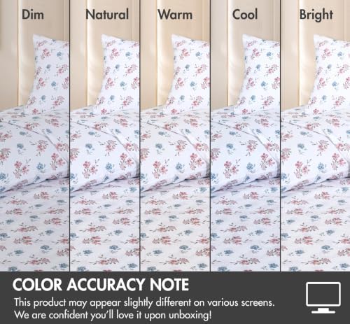 ZOYER 100% Cotton Sheets – Split King Size Percale Bedding, Cooling & Breathable, Durable with a Crisp, Soft & Comfortable Feel, 16" Deep Pocket, 5-Piece Set, Flora Rhapsody