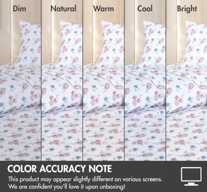 ZOYER 100% Cotton Sheets – Twin XL Size Percale Bedding, Cooling & Breathable, Durable with a Crisp, Soft & Comfortable Feel, 16" Deep Pocket, 3-Piece Set, Flora Rhapsody
