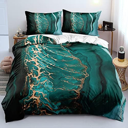Emerald Green Comforter Cover Twin Size Forest Green Pillow Covers Dark Green Duvet Cover Set Green Bed Set Olive Marble Bedding Sets